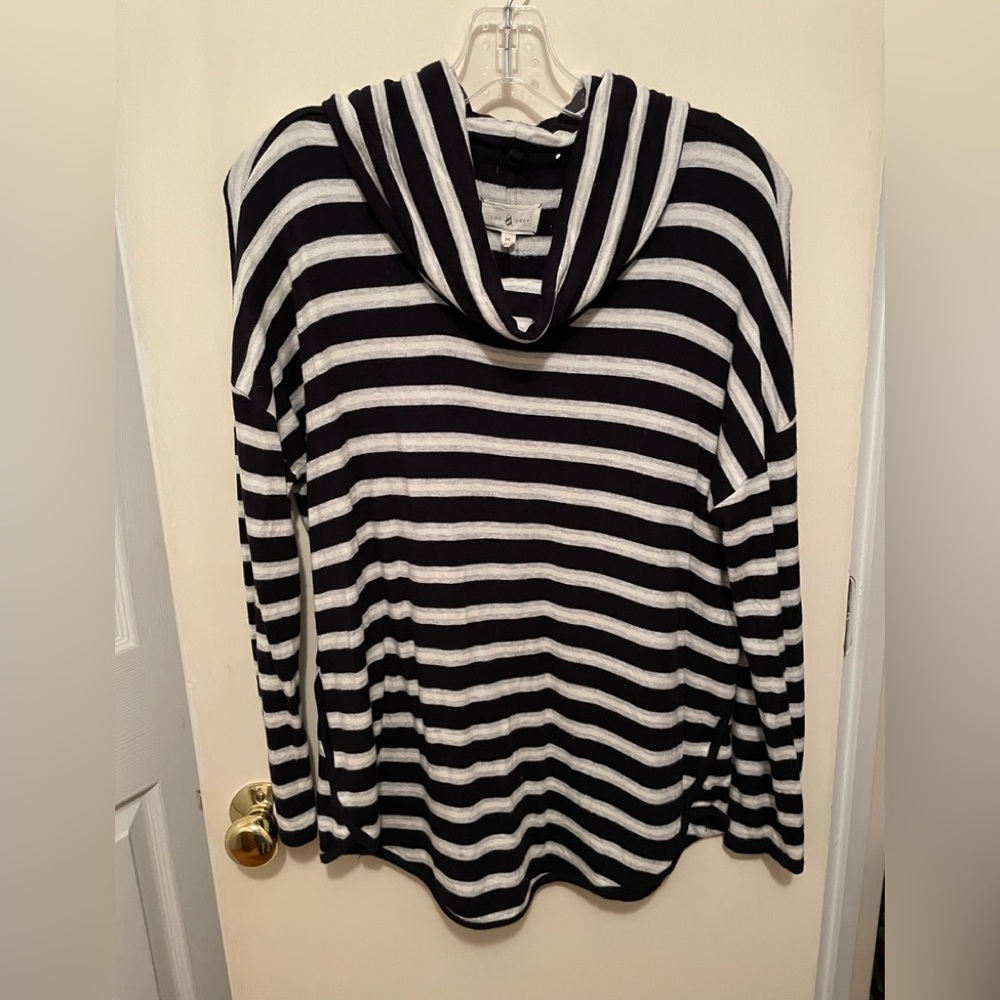 Lou & Grey cowl neck blue & white striped shirt, good condition.